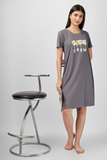 Charcoal Crew Chic  Short Nighty For Women