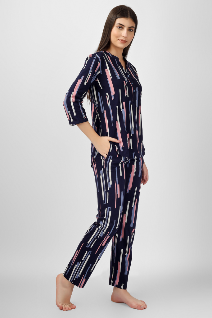 Chic Brushstrokes Tunic Pyjama Set / Nightsuit / Nightwear / Loungewear / Sleepwear For Women
