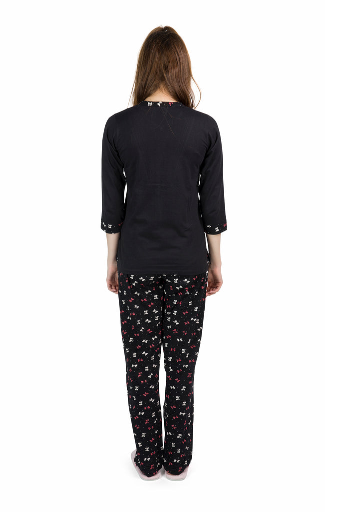 Black Cute Bows Pyjama Set