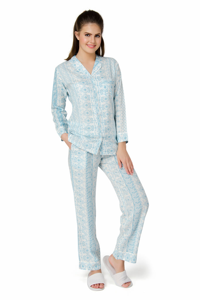 Azure Blue Wild Flowers Pyjama Set