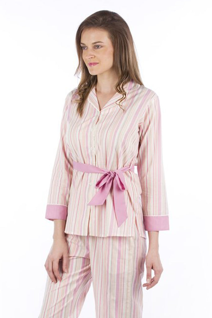 Peach Pink Stripes Pyjama Set