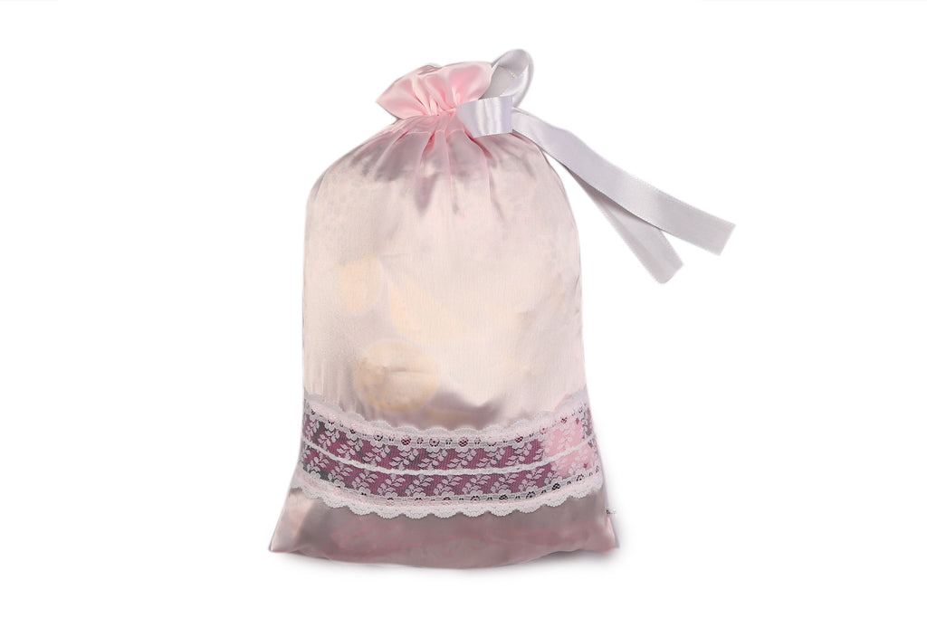 Luxury Satin with Lace Lingerie Bag (Pink)