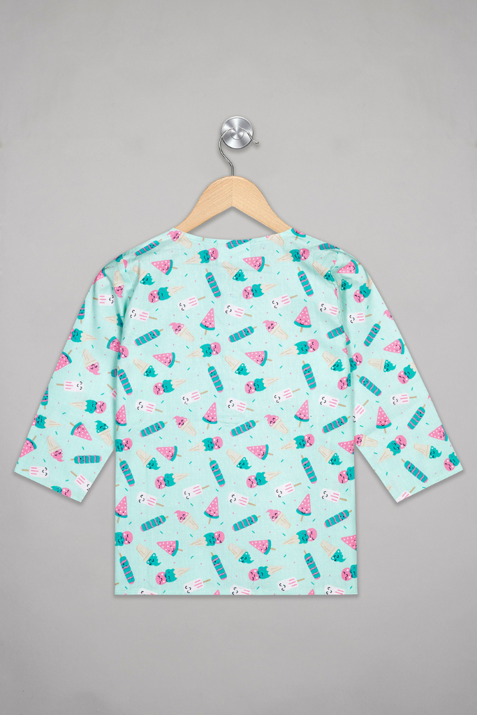 Blue Creamsicle Delight Kurta Pyjama Set  /  Nightsuit / Nightwear / Sleepwear / Loungewear For Kids, Girls, Boys