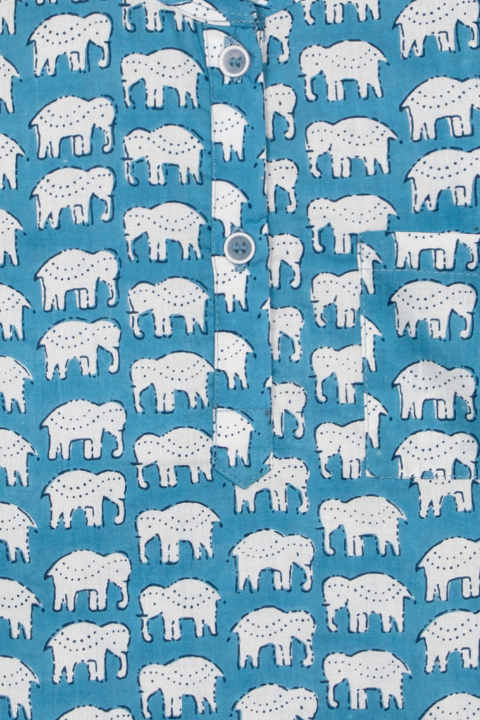 Blue Elephant Oasis Kurta Pyjama Set  /  Nightsuit / Nightwear / Sleepwear / Loungewear For Kids, Girls, Boys