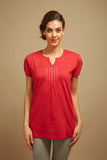 Red Embroidered Lounge Top