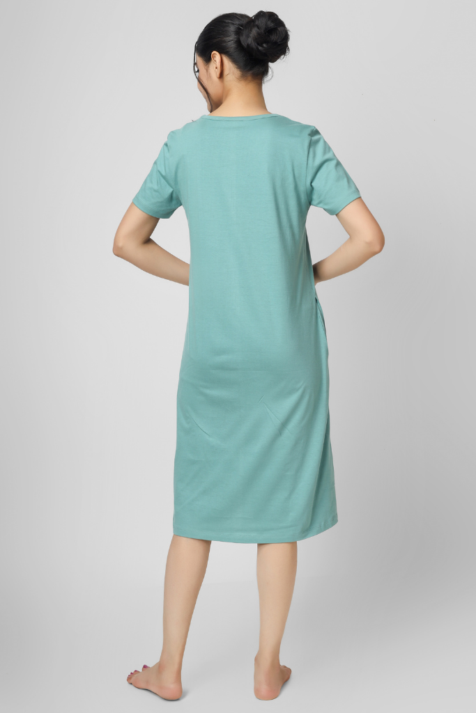Green Cloud Nine Short Nighty / Nightdress / Nightwear / Sleepwear / Loungewear For Women, Ladies