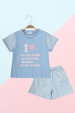 Blue Stripes & Sass Shorts Set / Nightsuit / Nightwear / Sleepwear / Loungewear For Kids, Girls