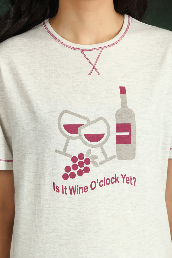 Wine' 0 Clock Short Sl Pj Set