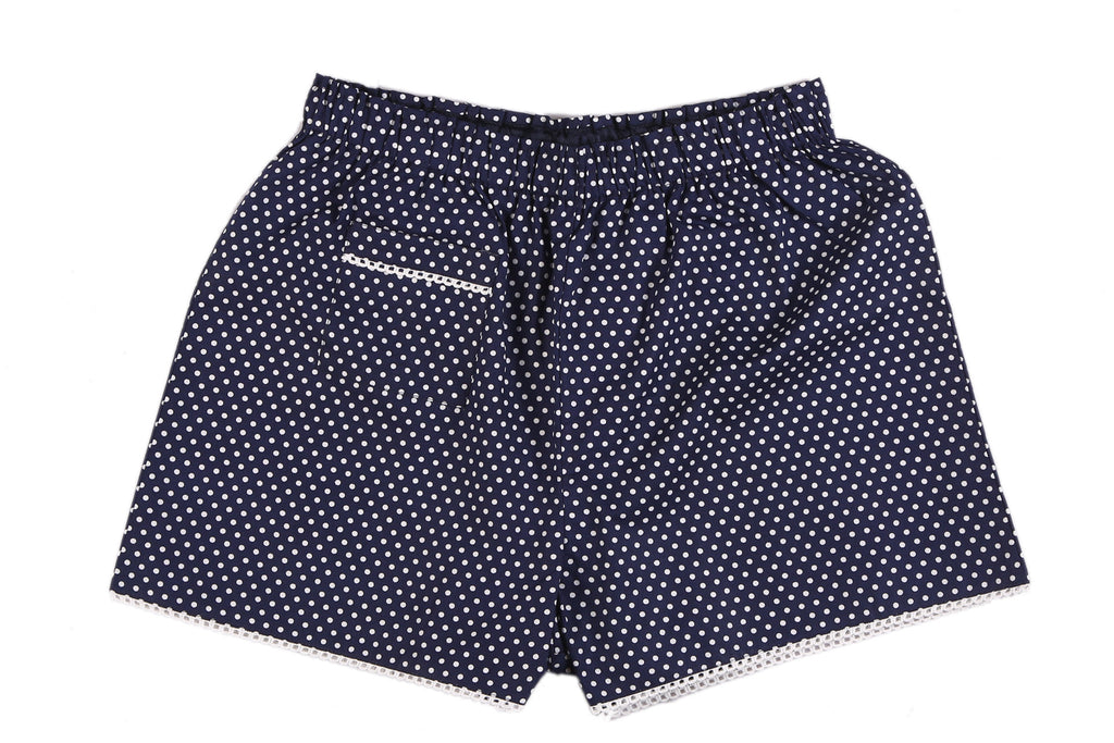 Navy Polka Dot Cotton Shorts