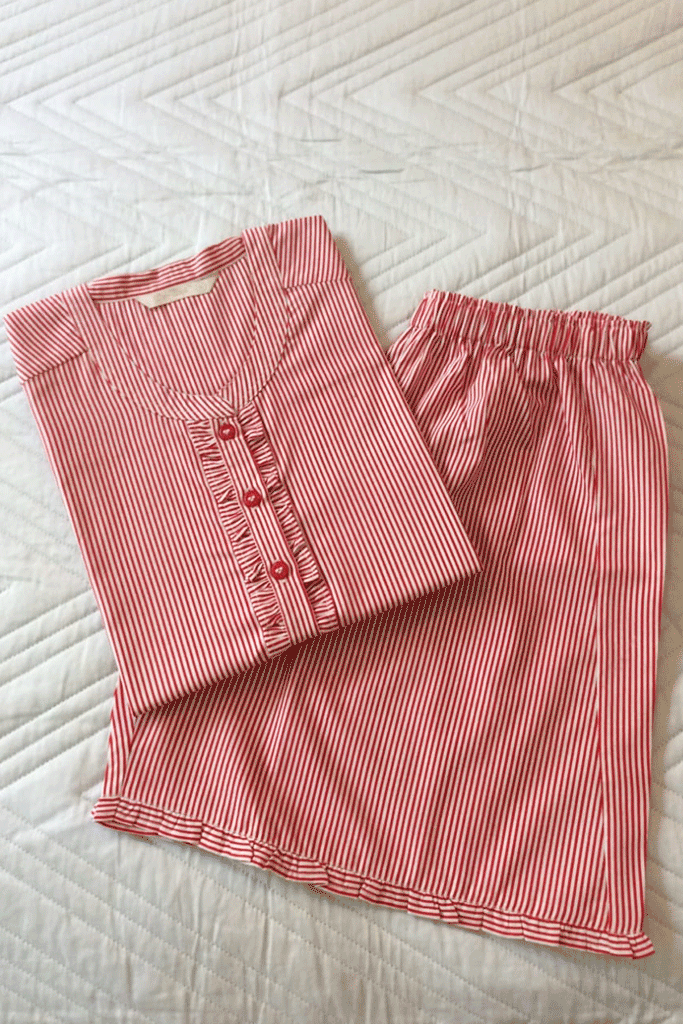 Elegant Red Stripes Shorts Set